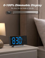 projection alarm clock with fm radio, digital clock shown in use