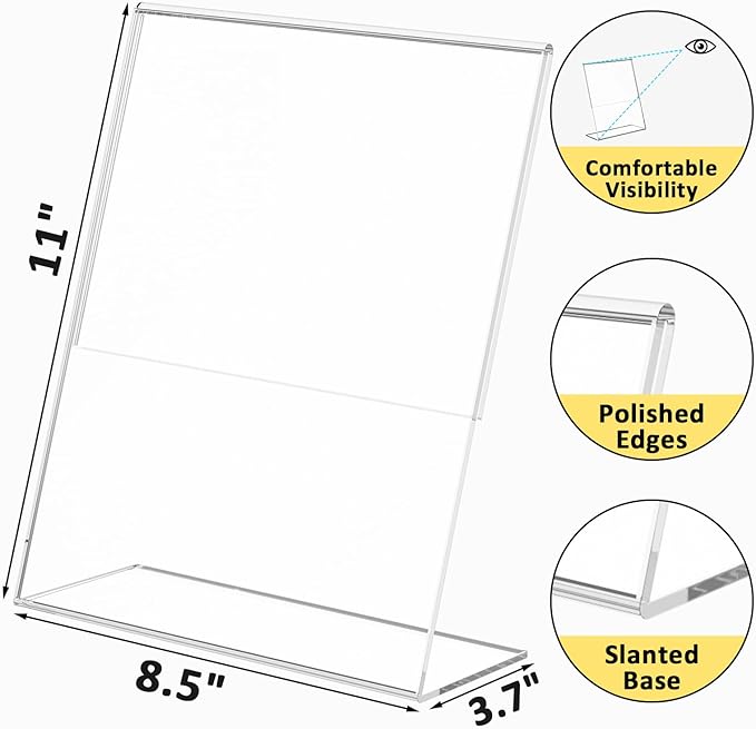 12 Pack Acrylic Sign Holder, Tabletop Plastic Paper Picture Frame Flyer - Image 5