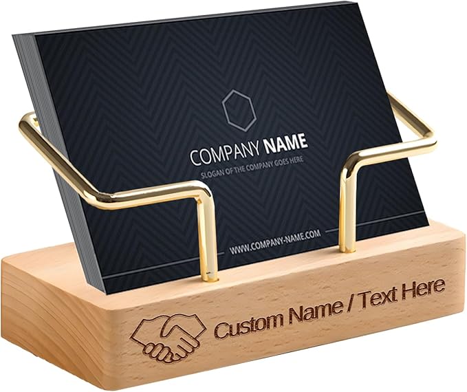 HJX Custom Business Card Holder Desk-Personalized Engraved Wooden Business Card by Unknown