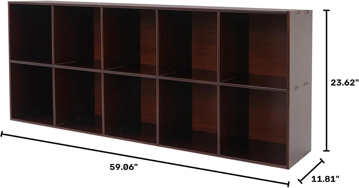 10 Cube Storage Organizer - Pine Wood Bookshelf - Cube Shelf - Vertical or Ho...