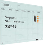 Magnetic Glass Dry Erase Board Calendar- White Board 48 x 36 Inch Wall Mounted by Unknown