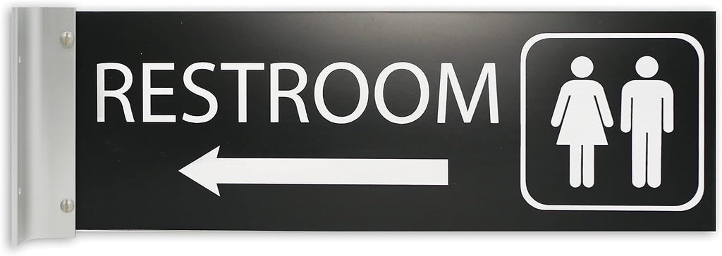 ALPHA DOG SIGNS Corridor Projecting Hallway Bathroom Sign, Left Arrow,
