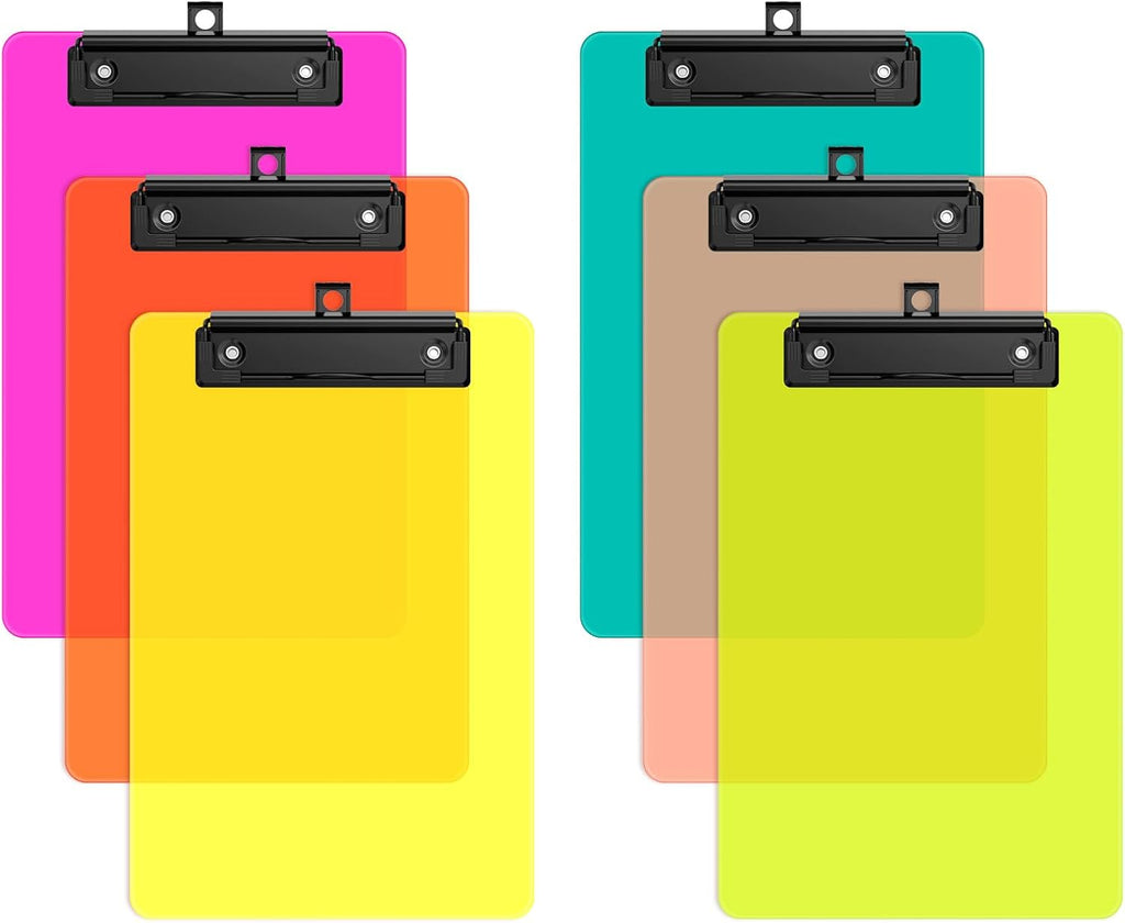 6 Pack Colorful Small Clipboard, A5 Mini Clip Board | Black Clip, 9 x 6" Half-Letter Size for Classroom, Students, Teacher, Nurse, Office & School Supplies