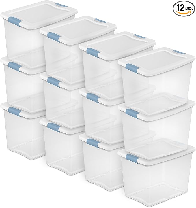 Sterilite 12-Pack Latching Box, Under Bed Storage Bins by Sterilite