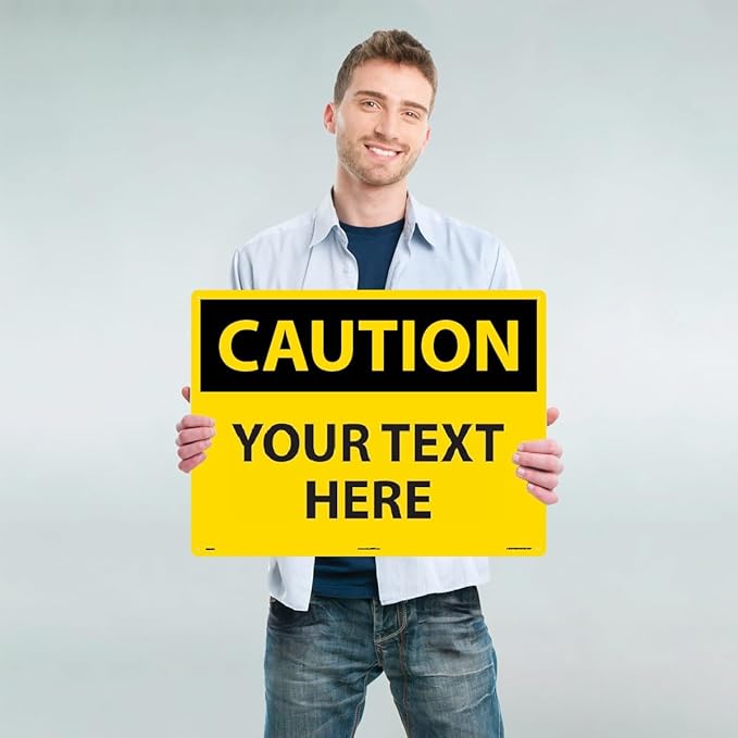 Custom OSHA Style Caution Sign 18" x 24" Plastic Sign, Customizable "Your Text - Image 2