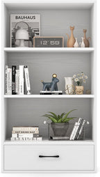 LOKO 4-Tier Bookcase with Storage Drawer, Modern Organizer Display Storage by LOKO