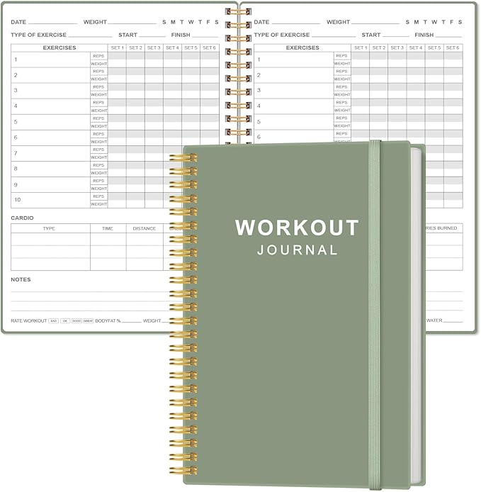 Fitness Journal for Women & Men, A5 Workout Journal/Planner Daily Exercise Log by Heveboik