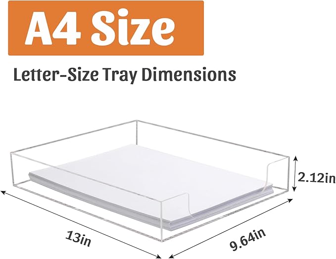 AZFUNN Acrylic Letter-Size Tray, Sturdy Heavy-Duty Clear Printer Paper Tray - Image 2