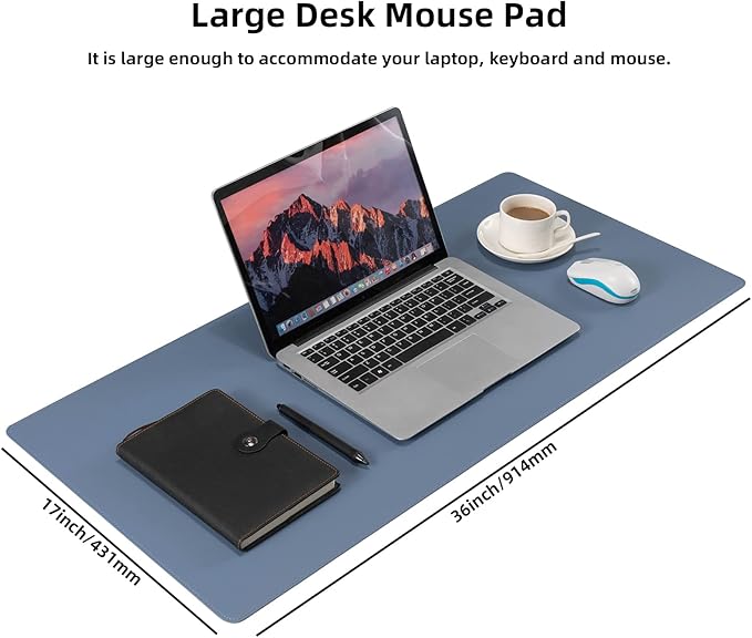 Wolaile Faux Leather Desk Pad Blotter, Water and Slip Resistant Writing Desk - Image 3