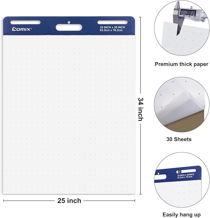 Comix Sticky Dotted Easel Pad, 25 x 30 Inches Anchor Chart Paper - Image 2