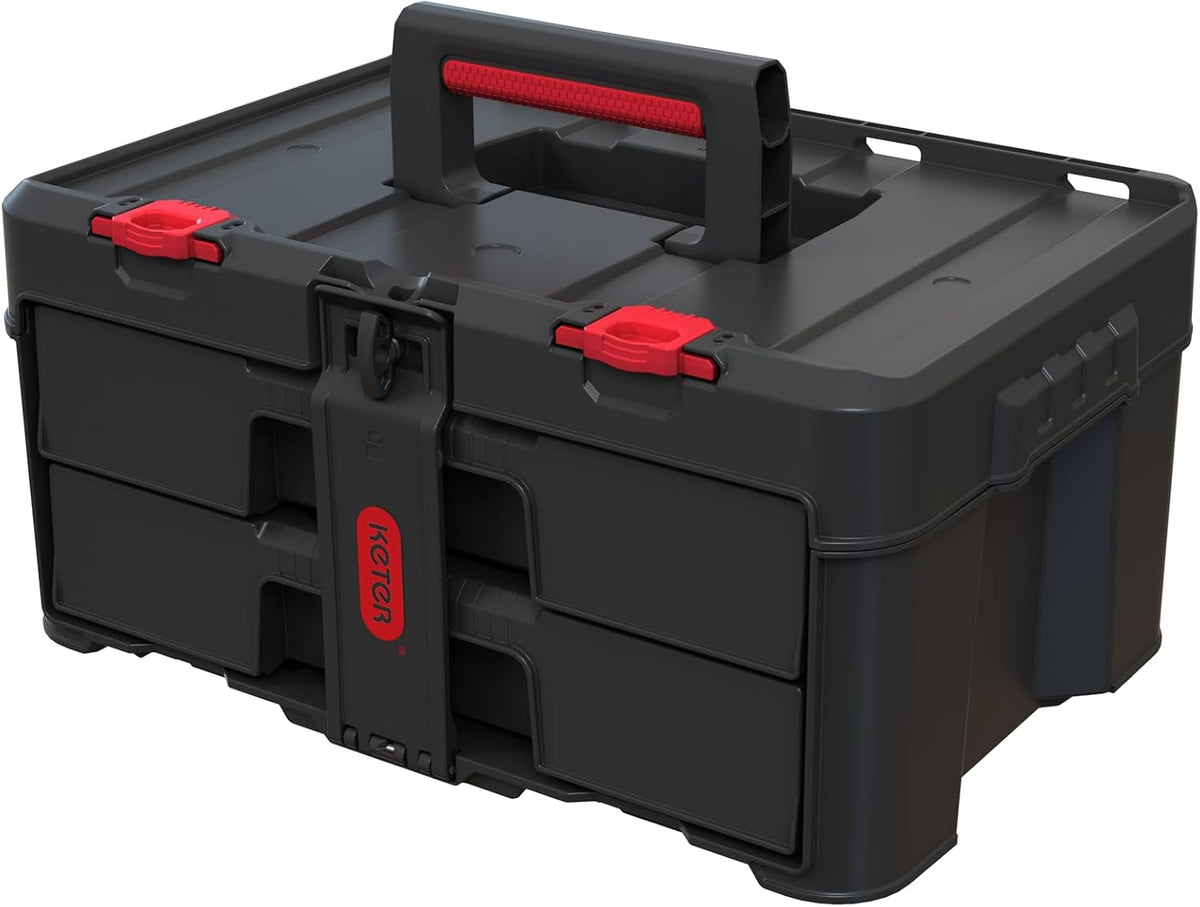 Keter Stack & Roll Heavy Duty 2 Drawer DIY Tool storage Unit Black 253384