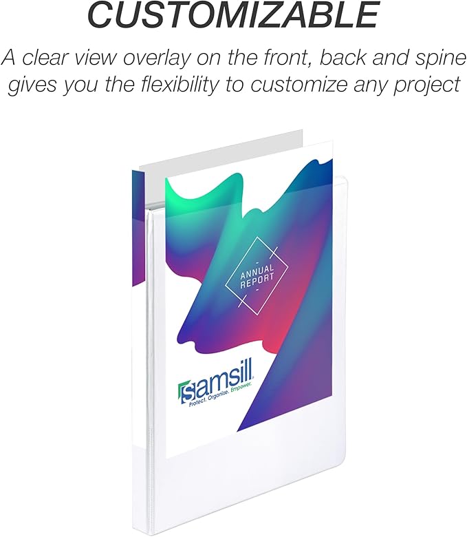 Samsill Durable .5 Inch Binder, Made in the USA, Round Ring Customizable Clear - Image 8