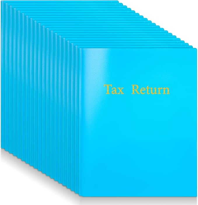 Harloon 40 Pcs Plastic Tax Return Folders 12 x 9 Inches 2 Pocket Folders Bulk by Muasung