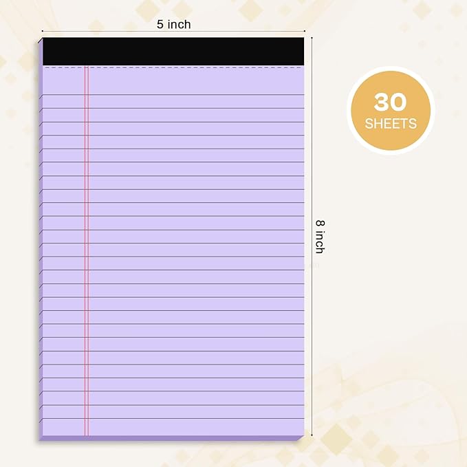 4 Pack Note Pads 5 x 8 Inch Purple Small Legal Pads 5 x 8 Colored Notepad 5 x 8 - Image 2