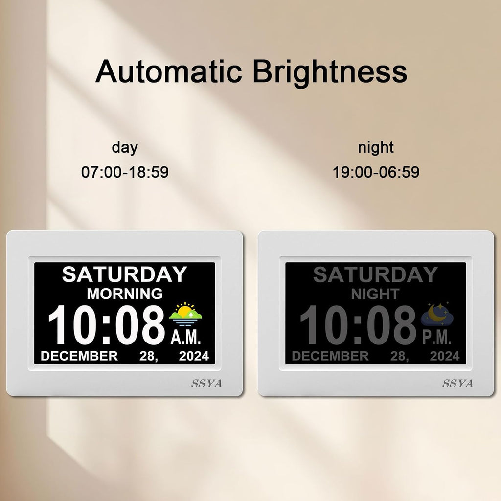 ssya digital calendar alarm clock - dementia clocks, close-up detail