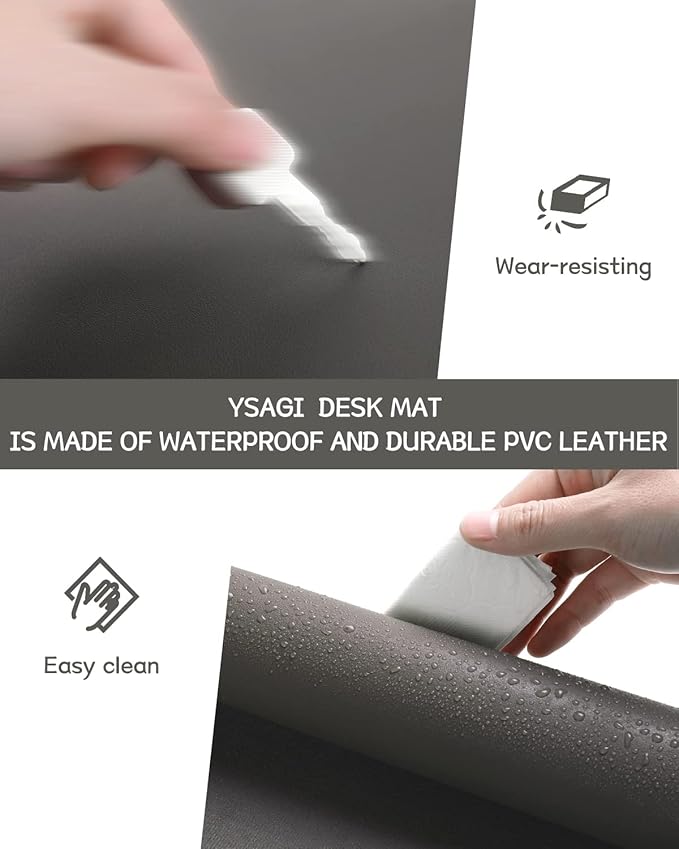 YSAGi Non-Slip Leather Desk Pad, Waterproof Laptop Computer Desk Keyboard Mat - Image 5
