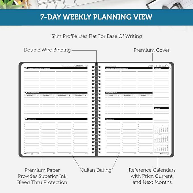 Planner Pad Spiral Bound 3-Tier Funnel Down 12 Month Organizer, October 2025 – - Image 3