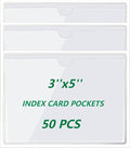 zandfelo 50 Pack 3'' x 5'' Clear Adhesive Index Card Pockets, PVC Labels Holders by zandfelo