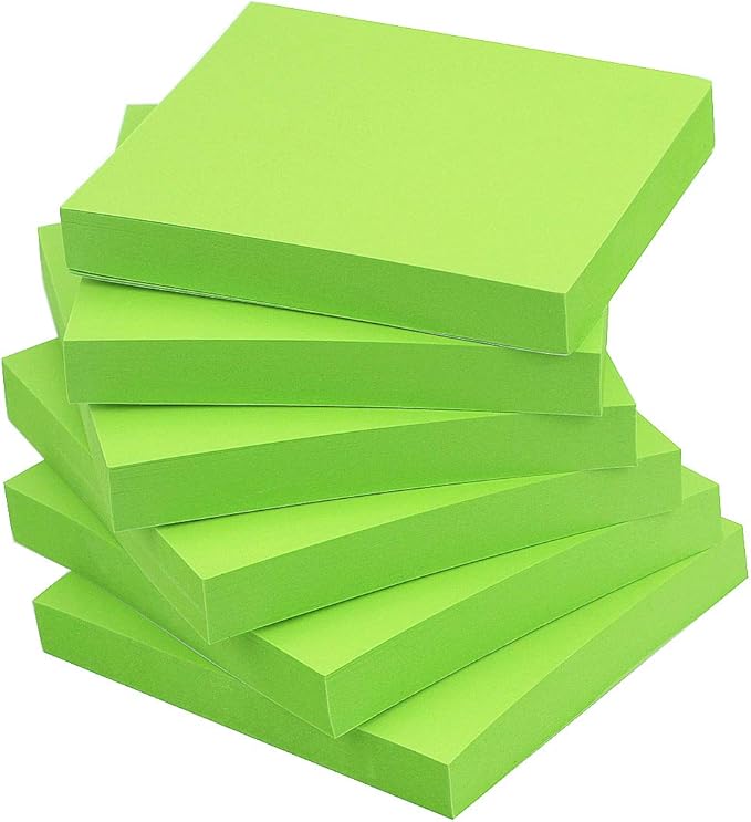 Early Buy Sticky Notes 3x3 Self-Stick Notes Green Color 6 Pads, 100 Sheets/Pad by EarlyBuy
