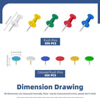 Glarks 1000pcs Vinyl-Coated Thumbtacks and Push Pins Set, Included 500pcs - Image 2