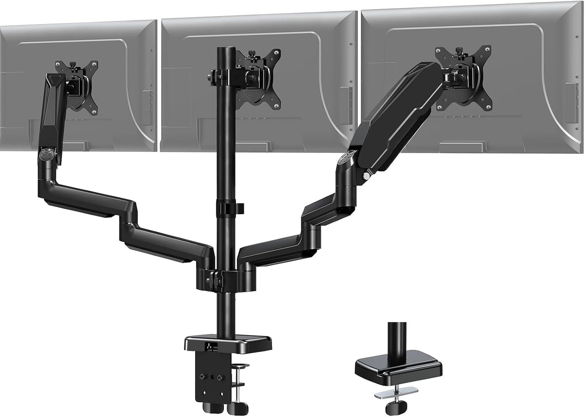 MOUNT PRO Triple Monitor Mount for 13-27 inch Screens, 3 Monitor Desk Mount, ...