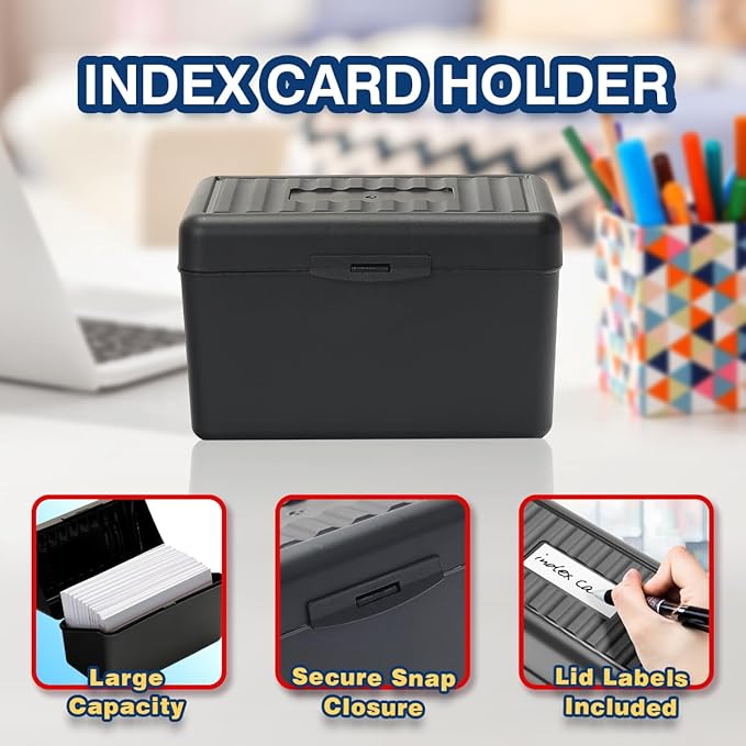 H4D 3x5 Index Card Holder with 100 Heavyweight Ruled Index Cards and 25 Plastic - Image 3