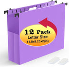 Shutex Extra Capacity Plastic Hanging File Folders, 12 Pack Reinforced by Shutex