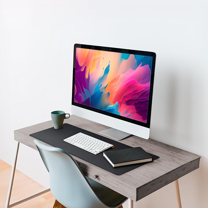 Leather Desk Pad 36" x 20", Vine Creations Office Desk Mat Waterproof Black - Image 4