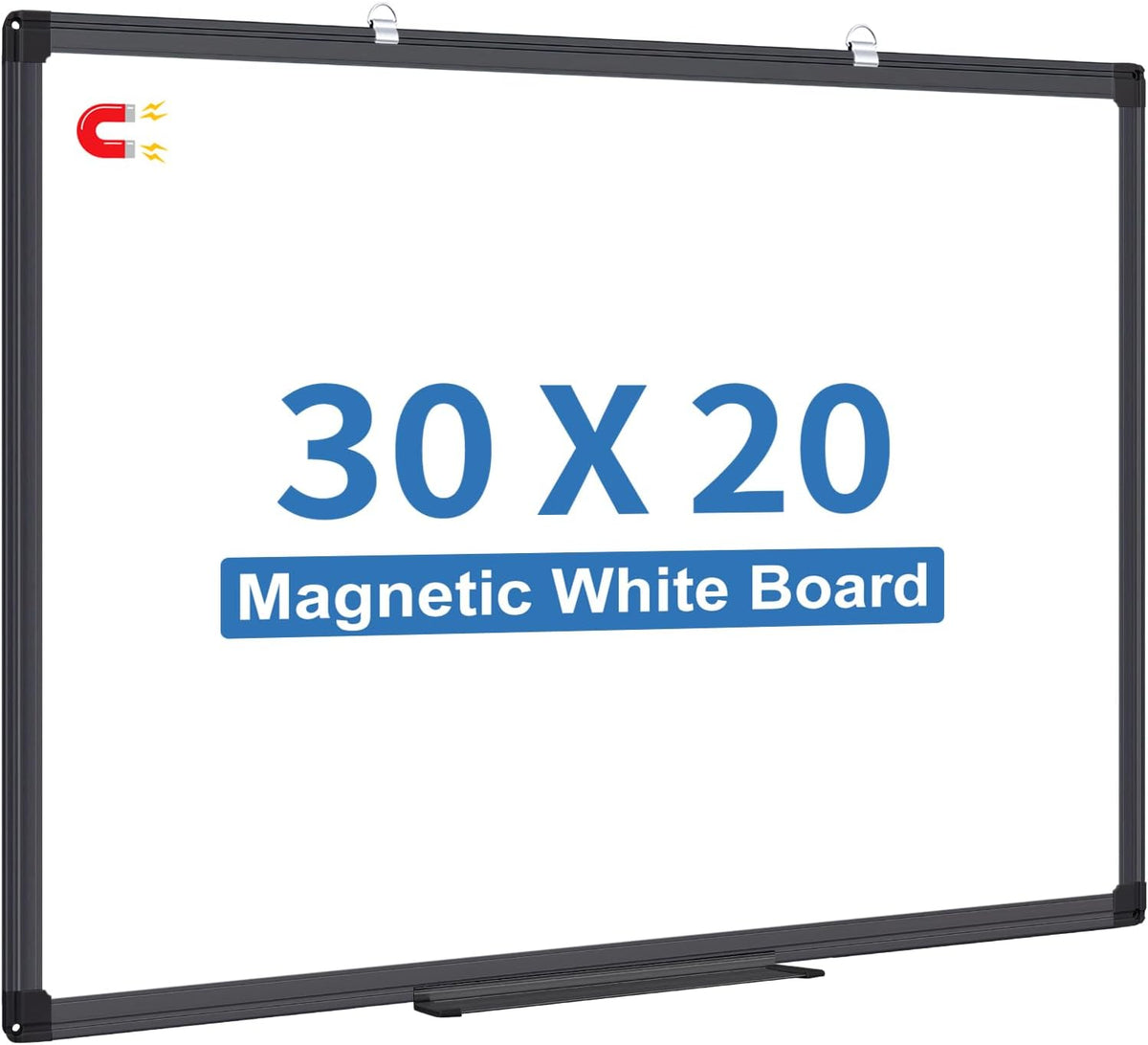 Magnetic Dry Erase White Board 30" x 20" Aluminum Frame Black