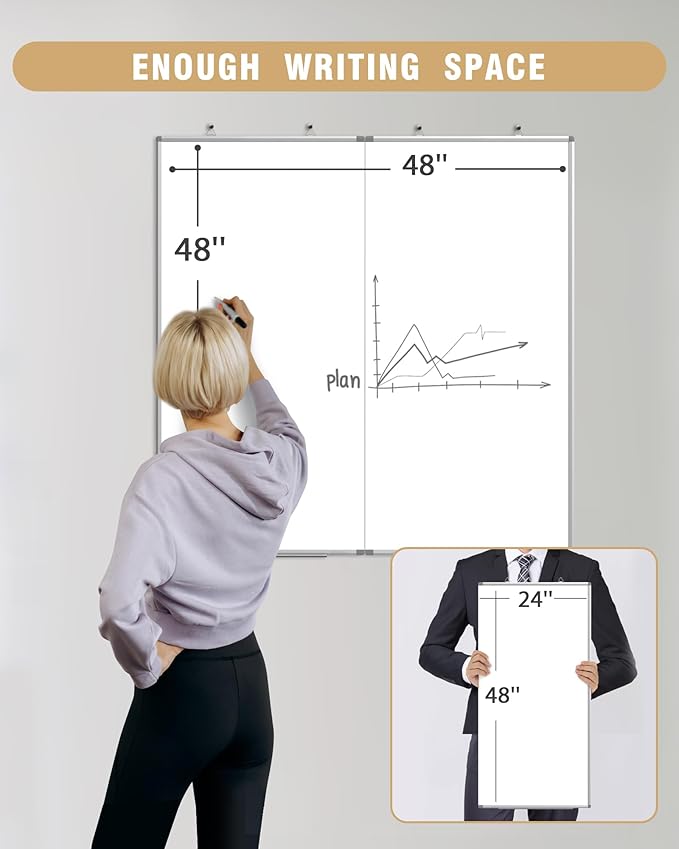 48"X 48" Large Magnetic Dry Erase Whiteboard, Removable Wall Hanging Board - Image 6