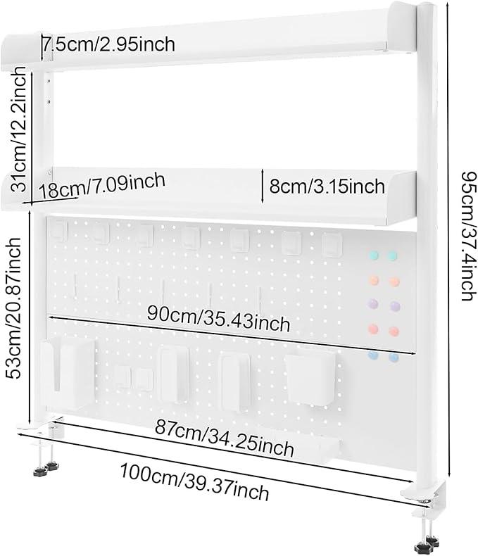 Dlinanta Clamp-On Pegboard Desk Organizer, 2-Tier Clamp On Desk Shelf - Image 8