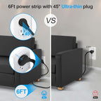 2 Pack Ultra Flat Plug Power Strip, Power Strips - Image 6