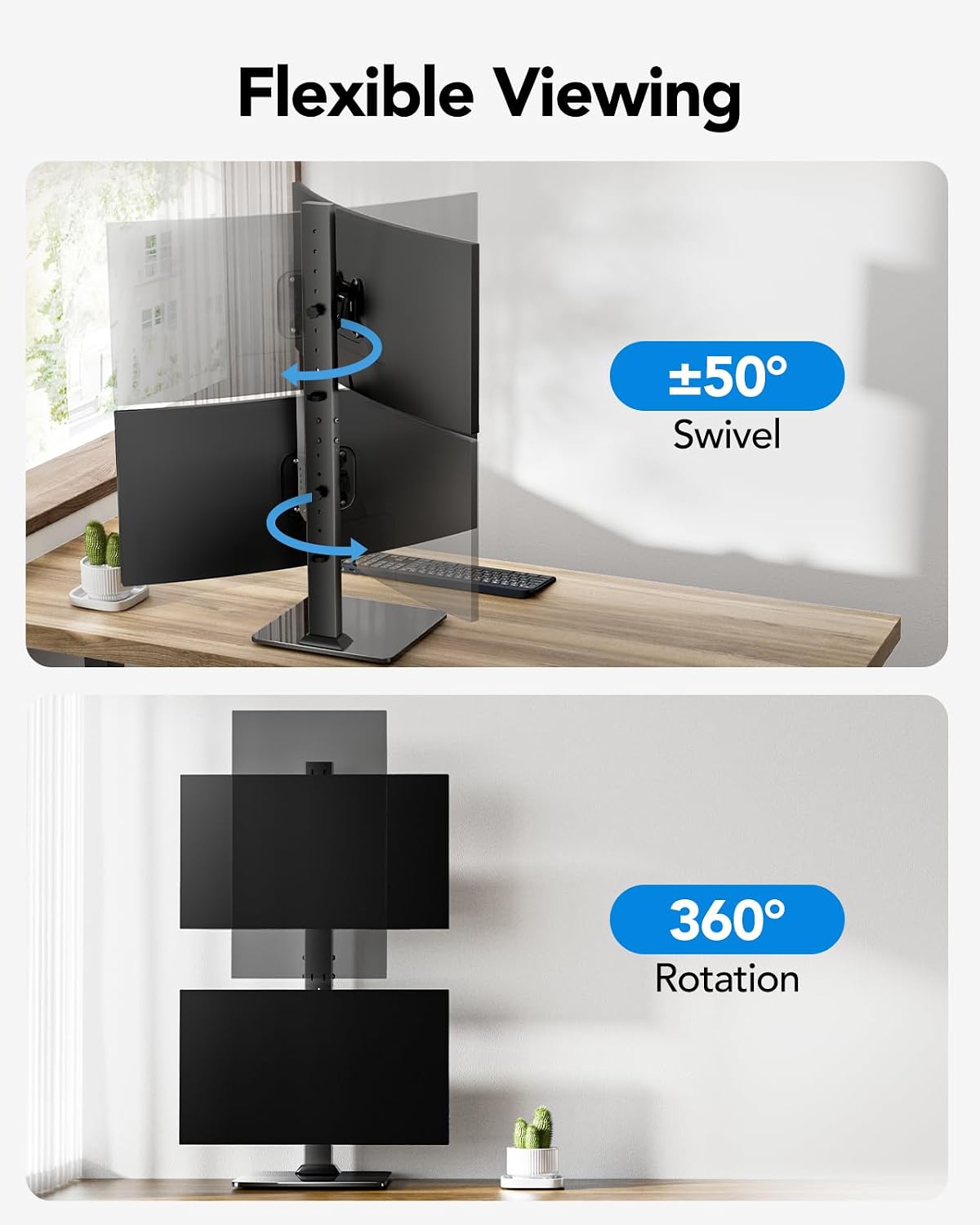 huanuo dual monitor stand for 13 to 34, side view