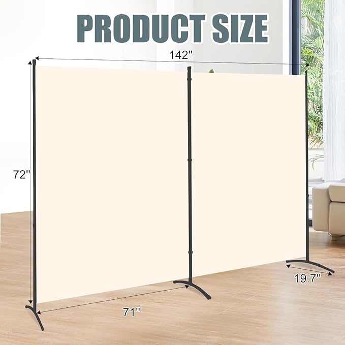 Room Divider 2 Panel Large Privacy Screens, Tall 6FT Partition Room Dividers - Image 6