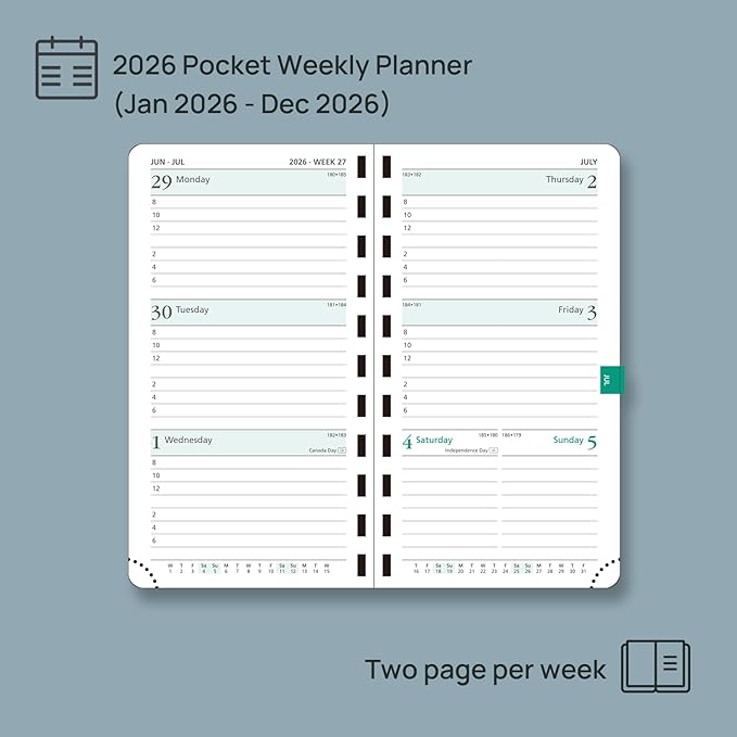 POPRUN 2026 Pocket Planner Weekly and Monthly Calendar - Image 3