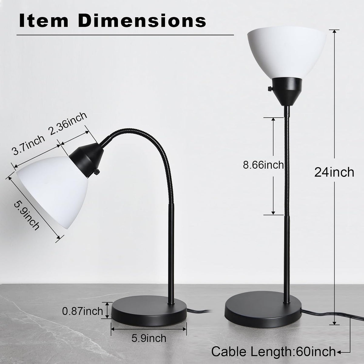 RISLG LED Desk Lamp for Home Office, 3 Levels Dimmable Reading Light, Flexibl...