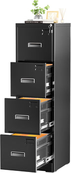 INTERGREAT 4 Drawer Vertical File Cabinet, Tall Lockable Cabinets by INTERGREAT