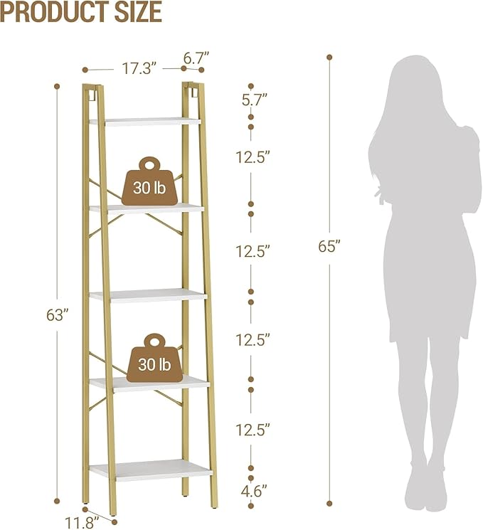 Hzuaneri Ladder Shelf, Bookshelf Bookcase, Freestanding Corner Storage Shelve - Image 2