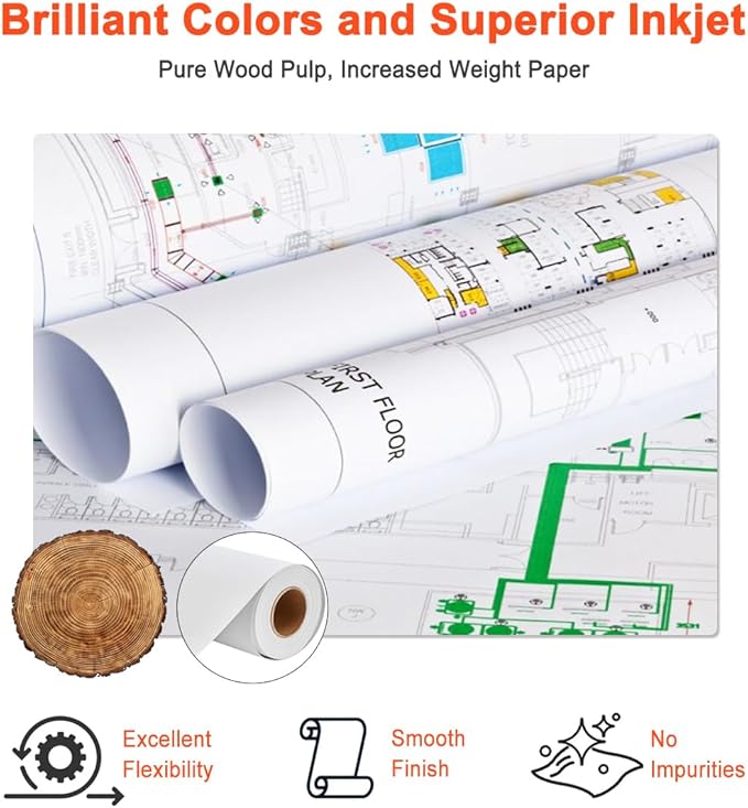 Plotter Paper 36" x 150', Engineering Drawings, Custom-Sized Prints (4 Rolls） - Image 3