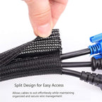 QCSIW 25ft – 1" Split Braided Cable Sleeve – Self-Wrapping Wire Loom Cord - Image 3