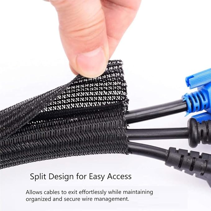 QCSIW 25ft – 1" Split Braided Cable Sleeve – Self-Wrapping Wire Loom Cord - Image 3