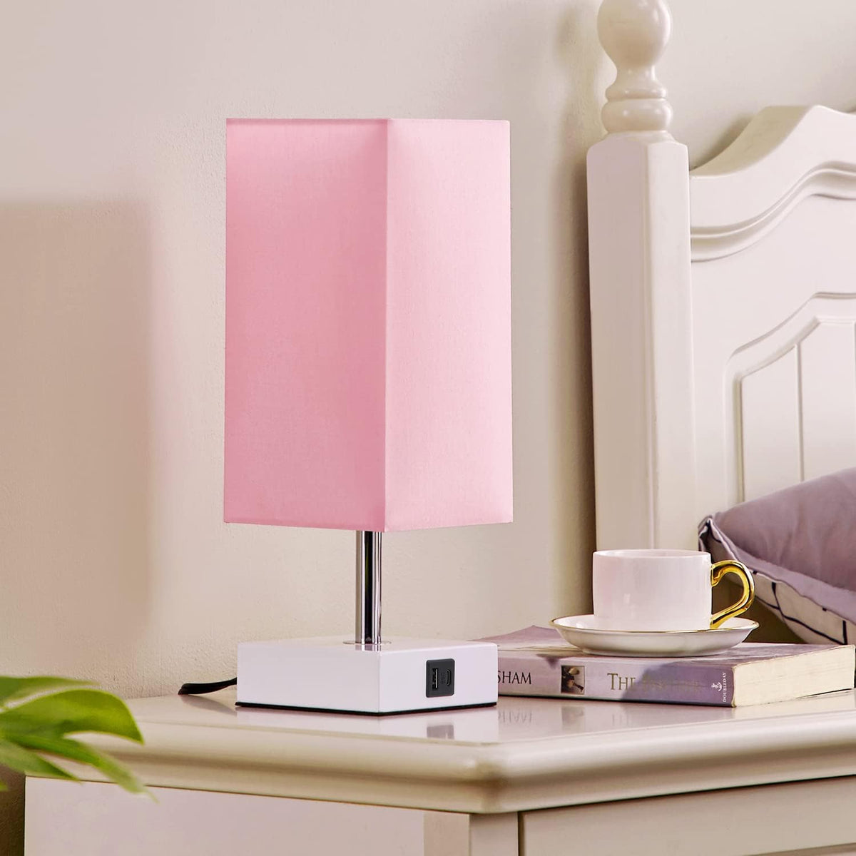 pink touch table lamp for bedroom - dimmable showing dimensions