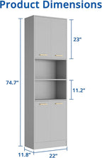 Cozy Castle Kitchen Pantry Cabinet, 4 Doors Open Countertop Utility Hutch - Image 2