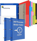Tashkummy 360° Pivotable Project Organizer Binder, 2 Pack Upgraded 3 Ring Binder by 360%C2%B0PivotableBinderNotebook