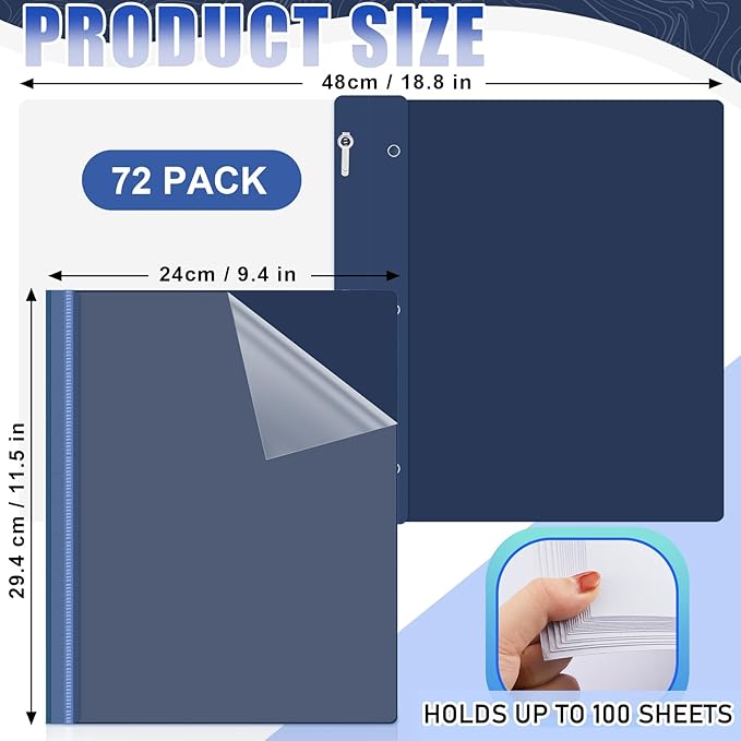 Teling 72 Pack Clear Front Report Covers Bulk Business Report Covers Plastic - Image 2