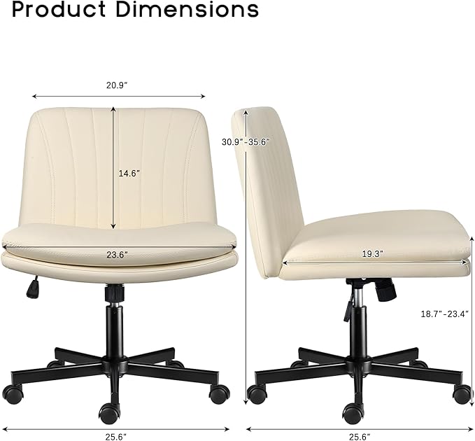 PUKAMI Criss Cross Chair with Wheels, Armless Cross Legged Office Desk Chair - Image 2