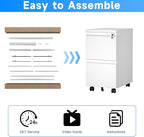 HOMOFFICE 2 Drawer File Cabinet - Image 8