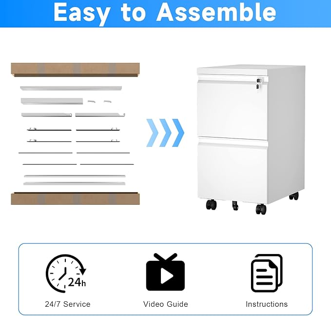 HOMOFFICE 2 Drawer File Cabinet - Image 8