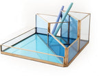 Gold & Blue Glass Desk Organizer by FONDAZZA