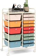 LDAILY 15 Drawer Rolling Storage Cart, Rolling Cart by LDAILY